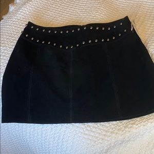 Black Suede Studded Mini Skirt